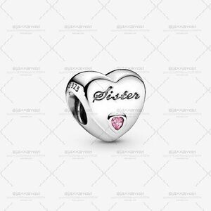 Pandora Sister's Love Charm in Sterling Silver & Pink CZ|Pendant